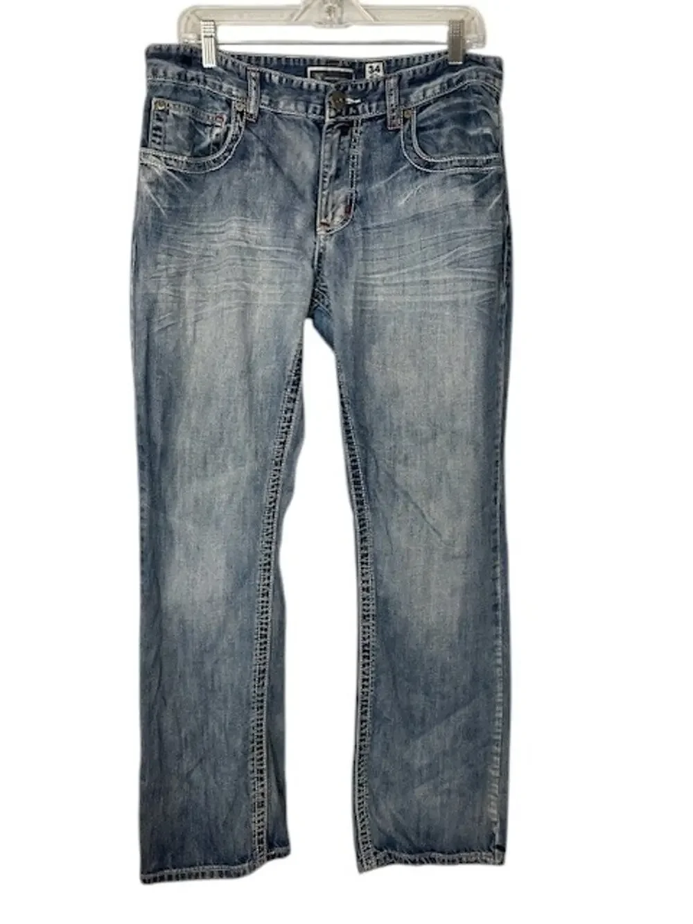 INC Blue Cotton Straight Relaxed Fit Classic Denim Jeans Men Sz 34/32